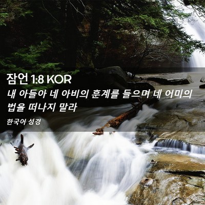 Picture 02 - 잠언 1:8 KOR - 내 아들아 네 아비의 훈계를 들으며 - Bible Verse Picture