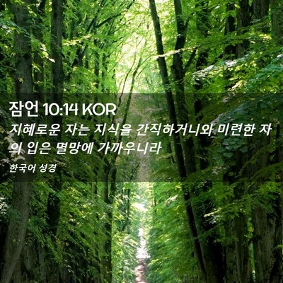 Picture 02 - 잠언 10:14 KOR - 지혜로운 자는 지식을 간직하거니와 - Bible Verse Picture
