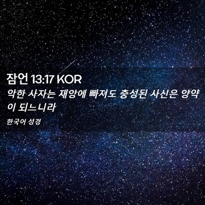Picture 02 - 잠언 13:17 KOR - 악한 사자는 재앙에 빠져도 충성된 - Bible Verse Picture