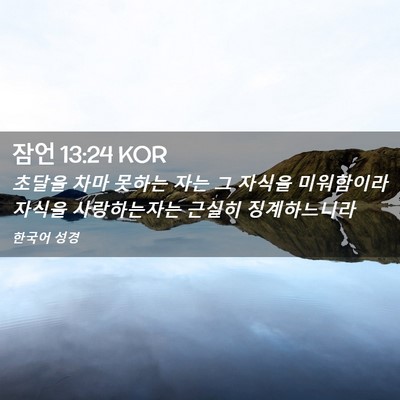Picture 02 - 잠언 13:24 KOR - 초달을 차마 못하는 자는 그 자식을 - Bible Verse Picture