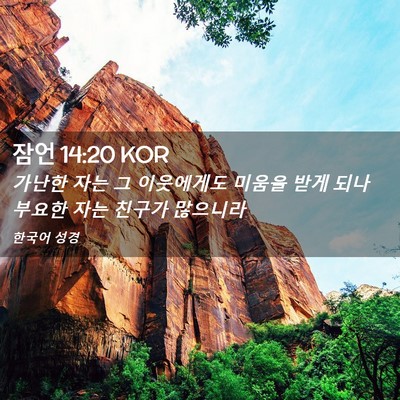 Picture 02 - 잠언 14:20 KOR - 가난한 자는 그 이웃에게도 미움을 - Bible Verse Picture