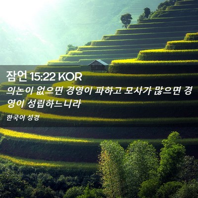 Picture 02 - 잠언 15:22 KOR - 의논이 없으면 경영이 파하고 모사가 - Bible Verse Picture
