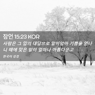 Picture 02 - 잠언 15:23 KOR - 사람은 그 입의 대답으로 말미암아 - Bible Verse Picture