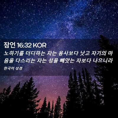 Picture 02 - 잠언 16:32 KOR - 노하기를 더디하는 자는 용사보다 - Bible Verse Picture