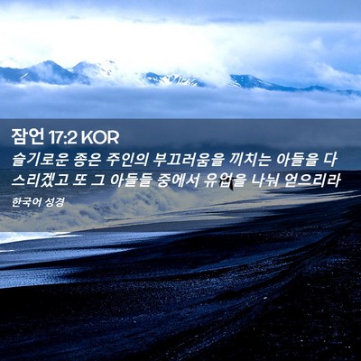Picture 02 - 잠언 17:2 KOR - 슬기로운 종은 주인의 부끄러움을 - Bible Verse Picture