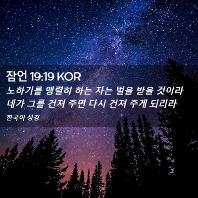 Picture 02 - 잠언 19:19 KOR - 노하기를 맹렬히 하는 자는 벌을 - Bible Verse Picture