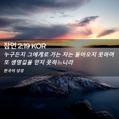 Picture 02 - 잠언 2:19 KOR - 누구든지 그에게로 가는 자는 - Bible Verse Picture