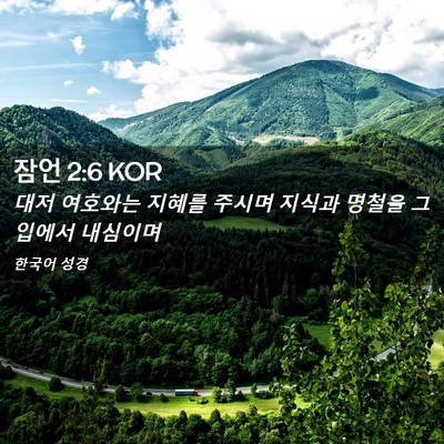Picture 02 - 잠언 2:6 KOR - 대저 여호와는 지혜를 주시며 지식과 - Bible Verse Picture