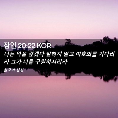 Picture 02 - 잠언 20:22 KOR - 너는 악을 갚겠다 말하지 말고 - Bible Verse Picture