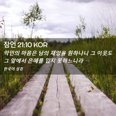 Picture 02 - 잠언 21:10 KOR - 악인의 마음은 남의 재앙을 원하나니 - Bible Verse Picture