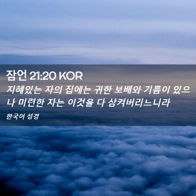 Picture 02 - 잠언 21:20 KOR - 지혜있는 자의 집에는 귀한 보배와 - Bible Verse Picture