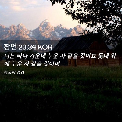 Picture 02 - 잠언 23:34 KOR - 너는 바다 가운데 누운 자 같을 - Bible Verse Picture