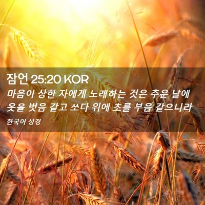 Picture 02 - 잠언 25:20 KOR - 마음이 상한 자에게 노래하는 것은 - Bible Verse Picture