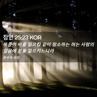Picture 02 - 잠언 25:23 KOR - 북풍이 비를 일으킴 같이 참소하는 - Bible Verse Picture