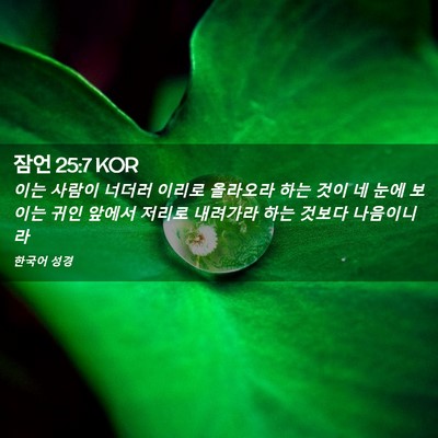 Picture 02 - 잠언 25:7 KOR - 이는 사람이 너더러 이리로 올라오라 - Bible Verse Picture