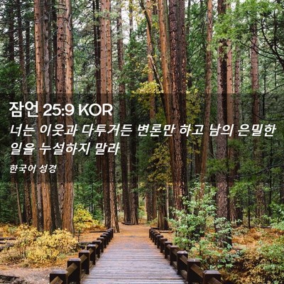 Picture 02 - 잠언 25:9 KOR - 너는 이웃과 다투거든 변론만 하고 - Bible Verse Picture