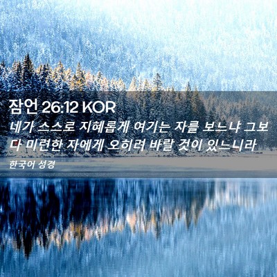 Picture 02 - 잠언 26:12 KOR - 네가 스스로 지혜롭게 여기는 자를 - Bible Verse Picture