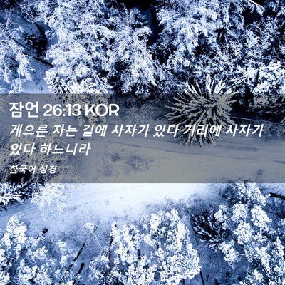 Picture 02 - 잠언 26:13 KOR - 게으른 자는 길에 사자가 있다 - Bible Verse Picture