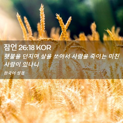Picture 02 - 잠언 26:18 KOR - 횃불을 던지며 살을 쏘아서 사람을 - Bible Verse Picture