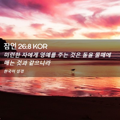 Picture 02 - 잠언 26:8 KOR - 미련한 자에게 영예를 주는 것은 - Bible Verse Picture