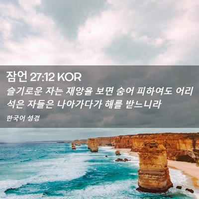 Picture 02 - 잠언 27:12 KOR - 슬기로운 자는 재앙을 보면 숨어 - Bible Verse Picture