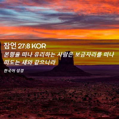 Picture 02 - 잠언 27:8 KOR - 본향을 떠나 유리하는 사람은 - Bible Verse Picture