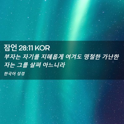 Picture 02 - 잠언 28:11 KOR - 부자는 자기를 지혜롭게 여겨도 - Bible Verse Picture