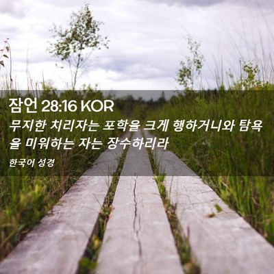 Picture 02 - 잠언 28:16 KOR - 무지한 치리자는 포학을 크게 - Bible Verse Picture