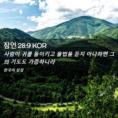Picture 02 - 잠언 28:9 KOR - 사람이 귀를 돌이키고 율법을 듣지 - Bible Verse Picture