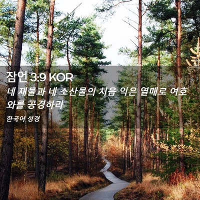 Picture 02 - 잠언 3:9 KOR - 네 재물과 네 소산물의 처음 익은 - Bible Verse Picture