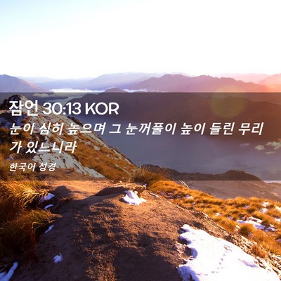 Picture 02 - 잠언 30:13 KOR - 눈이 심히 높으며 그 눈꺼풀이 높이 - Bible Verse Picture