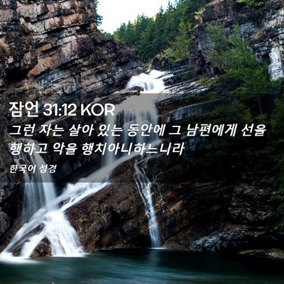 Picture 02 - 잠언 31:12 KOR - 그런 자는 살아 있는 동안에 그 - Bible Verse Picture
