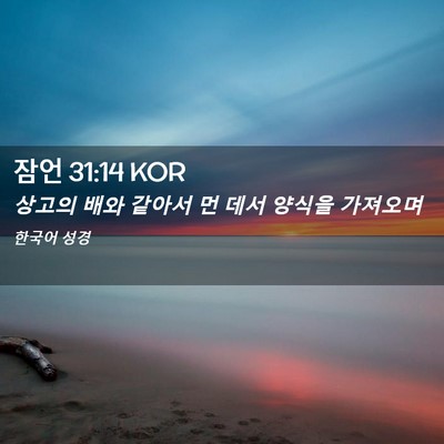 Picture 02 - 잠언 31:14 KOR - 상고의 배와 같아서 먼 데서 양식을 - Bible Verse Picture
