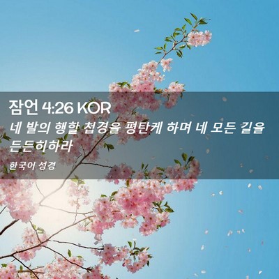 Picture 02 - 잠언 4:26 KOR - 네 발의 행할 첩경을 평탄케 하며 네 - Bible Verse Picture