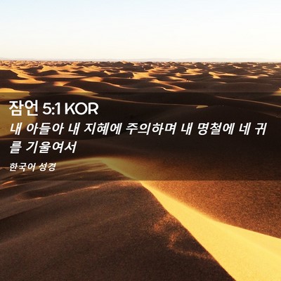 Picture 02 - 잠언 5:1 KOR - 내 아들아 내 지혜에 주의하며 내 - Bible Verse Picture