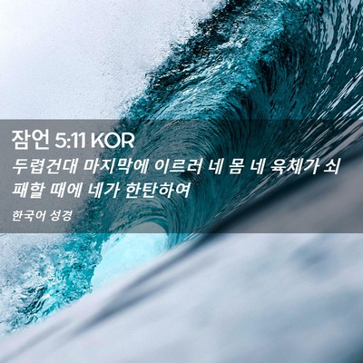 Picture 02 - 잠언 5:11 KOR - 두렵건대 마지막에 이르러 네 몸 네 - Bible Verse Picture
