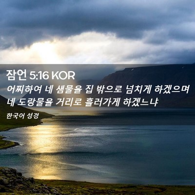 Picture 02 - 잠언 5:16 KOR - 어찌하여 네 샘물을 집 밖으로 - Bible Verse Picture