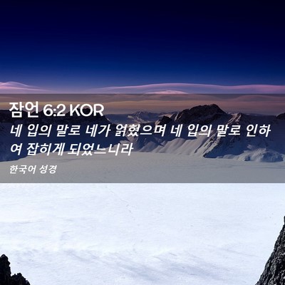 Picture 02 - 잠언 6:2 KOR - 네 입의 말로 네가 얽혔으며 네 입의 - Bible Verse Picture