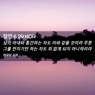 Picture 02 - 잠언 6:29 KOR - 남의 아내와 통간하는 자도 이와 - Bible Verse Picture