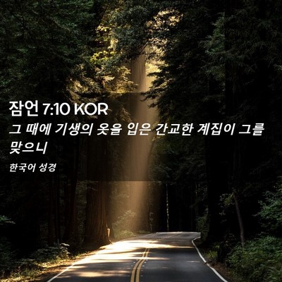 Picture 02 - 잠언 7:10 KOR - 그 때에 기생의 옷을 입은 간교한 - Bible Verse Picture