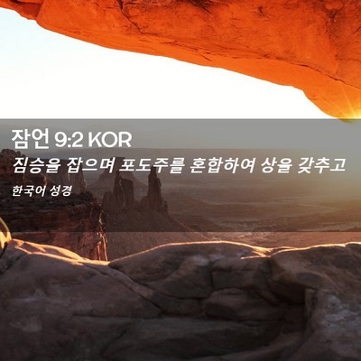 Picture 02 - 잠언 9:2 KOR - 짐승을 잡으며 포도주를 혼합하여 - Bible Verse Picture