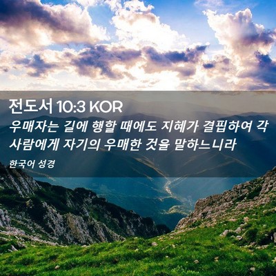 Picture 02 - 전도서 10:3 KOR - 우매자는 길에 행할 때에도 지혜가 - Bible Verse Picture