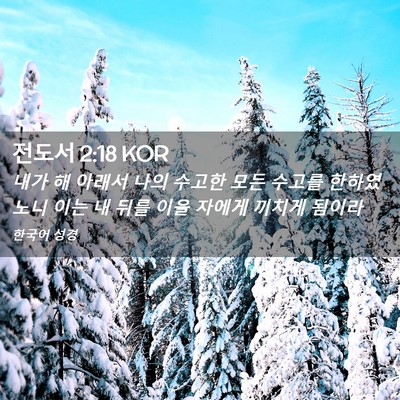 Picture 02 - 전도서 2:18 KOR - 내가 해 아래서 나의 수고한 모든 - Bible Verse Picture