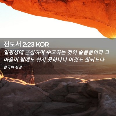 Picture 02 - 전도서 2:23 KOR - 일평생에 근심하며 수고하는 것이 - Bible Verse Picture