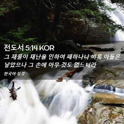 Picture 02 - 전도서 5:14 KOR - 그 재물이 재난을 인하여 패하나니 - Bible Verse Picture
