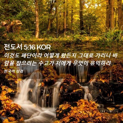 Picture 02 - 전도서 5:16 KOR - 이것도 폐단이라 어떻게 왔든지 - Bible Verse Picture