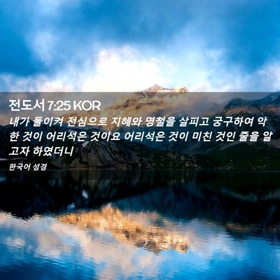 Picture 02 - 전도서 7:25 KOR - 내가 돌이켜 전심으로 지혜와 명철을 - Bible Verse Picture