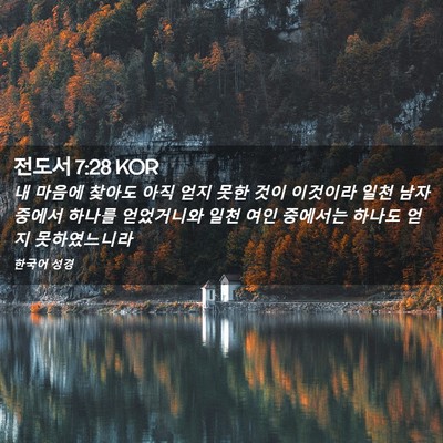 Picture 02 - 전도서 7:28 KOR - 내 마음에 찾아도 아직 얻지 못한 - Bible Verse Picture