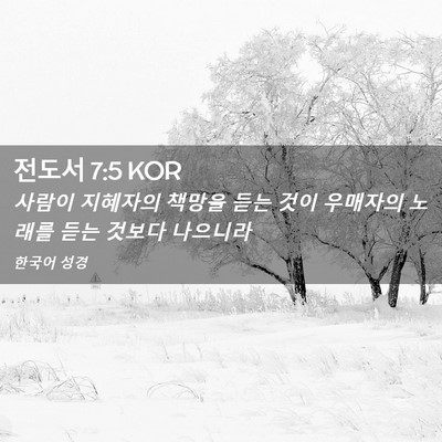 Picture 02 - 전도서 7:5 KOR - 사람이 지혜자의 책망을 듣는 것이 - Bible Verse Picture