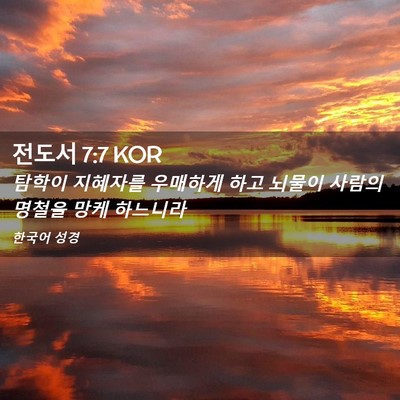 Picture 02 - 전도서 7:7 KOR - 탐학이 지혜자를 우매하게 하고 - Bible Verse Picture